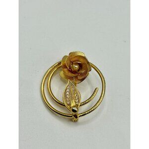 Vintage Sarah Coventry Mesh Rose & Hoop Pin Brooch